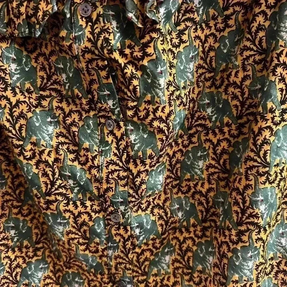 J. Crew Ratti Elephant Print Ruffle Off The Shoulder Top Size 00 - Picture 3 of 6